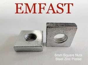 6mm square nut steel zinc plated m6 standard metric coarse lock nuts - Picture 1 of 3