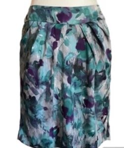 Falda para mujer Anne Klein púrpura estampado floral acuarela estilo tulipán talla 10 - Imagen 1 de 5