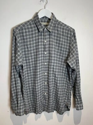 Oliver Spencer flannel shirt Size 15.5 VGC grey blue check cotton - image 1 of 4