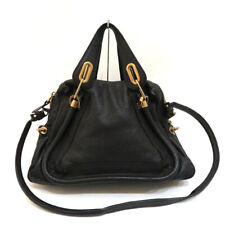 CHLOE Tote Bag Black 2Way Shoulder Bag Zipper Opening Paraty Leather 8HS891