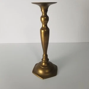 VINTAGE Messing 10,5 Zoll Kerzenständer Sechseck Sockel Kegel Hochzeit Klassiker - Bild 1 von 6