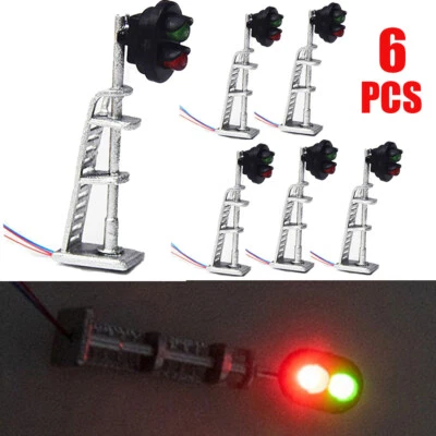 6*Model Railroad HO Scale 1:87 Track Signals 2-LEDs Green Red Block Lights Lamp - Image 1 of 4