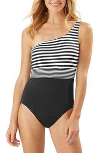 Tommy Bahama 277371 Breaker Bay One Shoulder One-Piece Swimsuit, Size 6 - Black - Picture 1 of 3