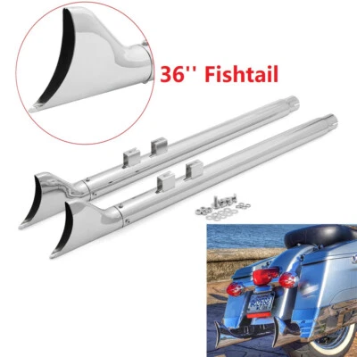 Road King Touring 36" Fishtail Slip on Mufflers Exhaust Pipes for Harley 95-16 - Image 1 of 4