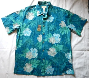 Cooke Street Teal Hibiscus Shirt size XL NWT - Picture 1 of 4
