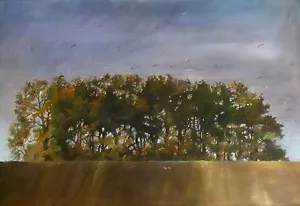 PINTURA ORIGINAL BRIDGET ASKEW ""Madera del Abuelo"" Bosque Prado Paisaje - Imagen 1 de 1