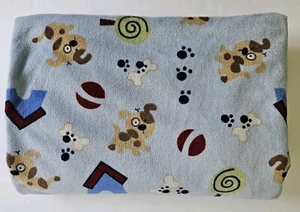 Just Born Puppy Dog House Baby Blanket Brown Sherpa Bones Paw Print Blue - Picture 1 of 4