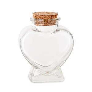 Wondeken1PCS Empty Mini Glass Heart-Shaped Bottles with Cork Stoppers Decorat... - Picture 1 of 6