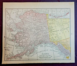 1911 Antique 6"x7' Rand McNally Map of ALASKA with copied Territory History - Picture 1 of 4