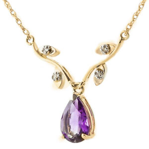 14K. GOLD NECKLACE WITH NATURAL DIAMONDS & AMETHYST