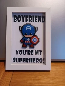 6 x 4 MARVEL HERO FRAME HAMA VALENTINE BIRTHDAY ANNIVERSARY GIFT CAPTAIN AMERICA - Picture 1 of 3