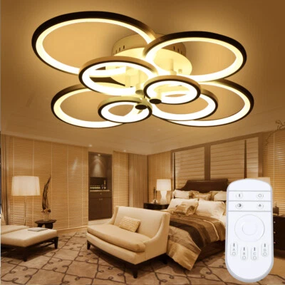 Modern Ceiling Light 8Heads Dimmable Chandelier LED Pendant Lamp Fixture +Remote - Image 1 of 4