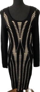 Cache schwarz ausgeschnitten nackter sexy Pullover Kleid gestrickt knielang Pullover M - Bild 1 von 11