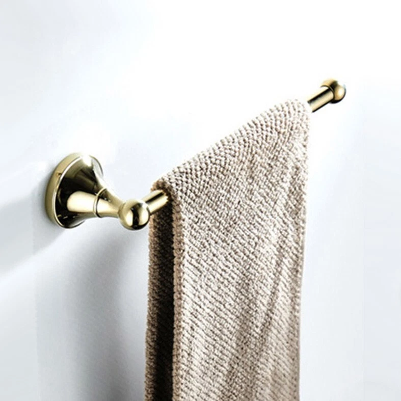 Gold Polished Brass Bathroom Single Rail Face Towel Rack Bar Holder Hanger - Image 1 of 4