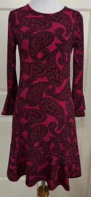 Nuevo con etiquetas Vestido Michael Kors Talla XS Rosa Paisley Manga 3/4 Funda Slinky Foto 1 de 4