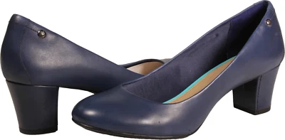 Bomba de tacón Hush Puppies Imagery para mujer de cuero azul marino talla 9,5 M de EE. UU. Foto 1 de 3