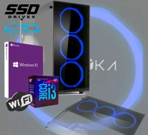 PC DESKTOP GAMING ATX VETRO LED BLU I3-8100 SSD 480GB RAM 8GB WIN 10 PRO WIFI - Foto 1 di 6