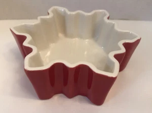 Crate & Barrel Red Snowflake Shape Bowl Dish Ceramic Ramekin Winter Christmas - Picture 1 of 3