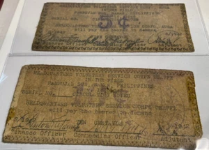 1942 Philippines PAMBUJAN SUR SAMAR 5 & 10 Cents WWII Emergency Notes / Currency - Picture 1 of 5