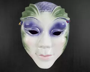 Clay Art ? 7.5" Purple Green Mermaid Fish Scale Face Mask San Francisco SF USA - Picture 1 of 8