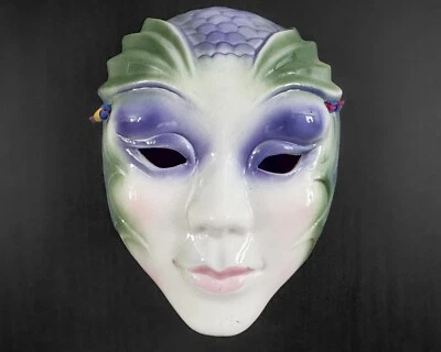 ¿Arte de arcilla? Máscara facial escala pez sirena verde púrpura de 7,5" San Francisco SF EE. UU. Foto 1 de 4