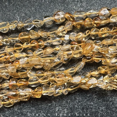 Natürliche Citrin Nugget Perlen am Strang - Perlengröße 6mm bis 8mm - Bild 1 von 3