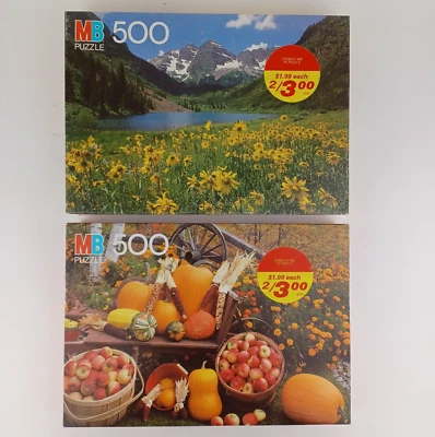 2 винтажных головоломки MB Croxley 500 шт.: Maroon Lake CO & North Conway NH 1986 ЗАПЕЧАТАННЫЕ - Изображение 1 из 4