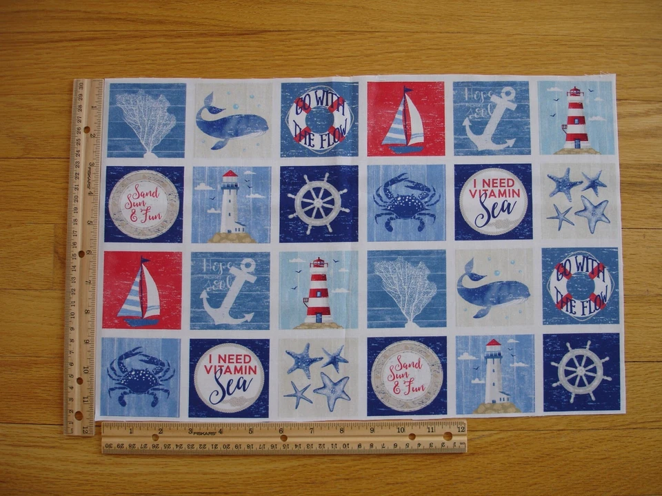 Bloques de panel de tela de edredón de algodón divertido para sol arena Go With the Flow (24) Foto 1 de 1