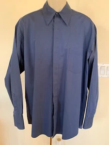 CLAIBORNE Mens Dressy Shirt Navy Blue Button Down Long Sleeve Size XL - Picture 1 of 12