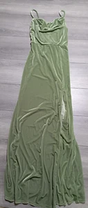 Birdy Grey Maxi Dress Velvet Adult Womens Small Cowl Neckline Bridesmaid Formal - Picture 1 of 7