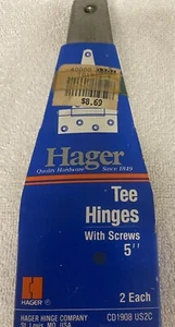 ¡Bisagras en T de servicio pesado HAGER de 5" con tornillos 2 CADA NUEVO! - Imagen 1 de 3