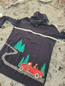 NWOT Talbots Christmas Holiday Sweater Blue Red Wool Turtleneck Cowl XS  - Picture 1 of 10