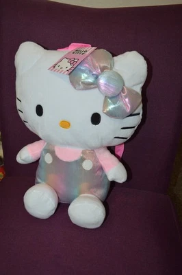 Sanrio Hello Kitty 18 дюймов плюшевый рюкзак с мерцающим принтом новый молнии новый R2 - Изображение 1 из 4