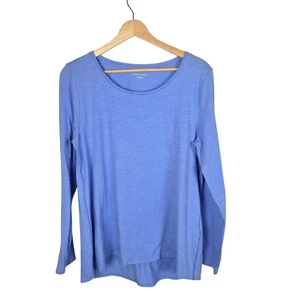 Eileen Fisher Wide Neck Top Small Blau Bio Baumwolle Slub Jersey Strick Klassiker - Bild 1 von 13