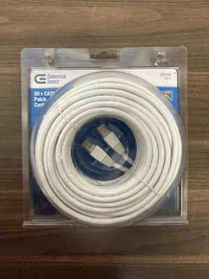 Commercial Electric 50 FT CAT5e Patch Cord 575 718 White Brand New - Image 1 of 4