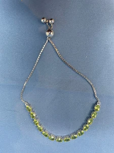 QVC Adjustable PERIDOT Sterling Silver Bracelet New in box NOS - Picture 1 of 4