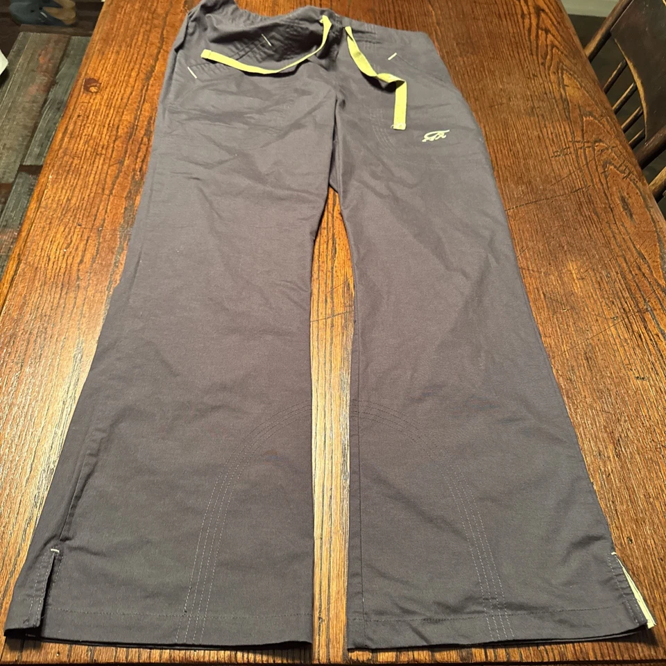 Iguana Med Small Petite Charcoal Scrub Pants. Drawstring. - Image 1 of 4