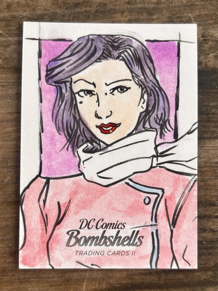 2018 DC Comics Bombshells II Artist Sketch Card 1/1 Cryptozoic by Pedro Karps - Image 1 of 2