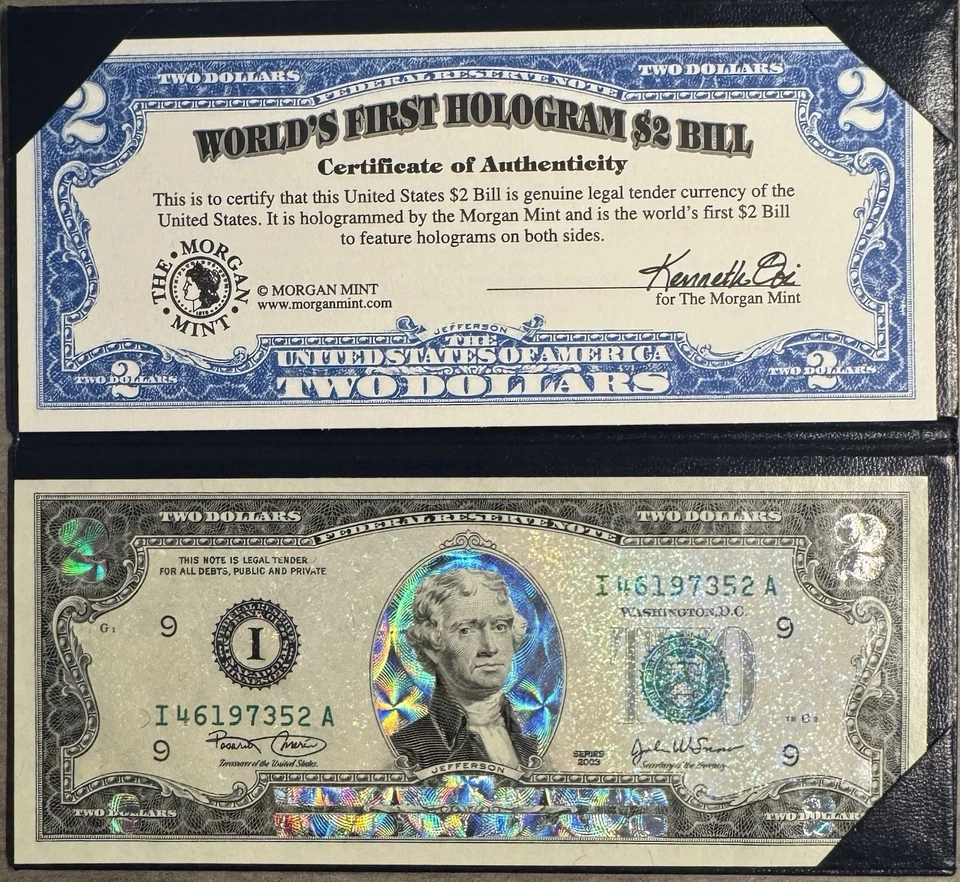 Billete de 2 dólares primer holograma del mundo usado buen estado Foto 1 de 4