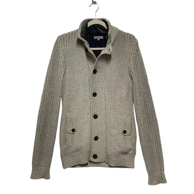 Ted Baker London Para Hombres Gris Tostado Pescador Texturizado Abotonado Cárdigan Suéter 2 S Foto 1 de 4