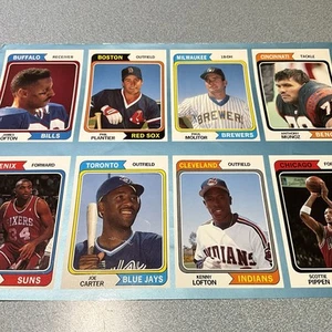1992  UNCUT SHEET OF 8 CARDS From Sports Magazine PIPPEN MOLITOR LOFTON ETC - Picture 1 of 10