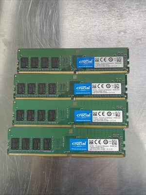 Crucial 32GB 4X8GB DDR4 2666MHz PC4-21300 UDIMM Desktop Memory Ram (2) - Image 1 of 3