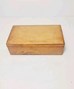 Caja baratija de madera cubierta de cuero marrón rectangular vintage - Hecha en Inglaterra - Imagen 1 de 21