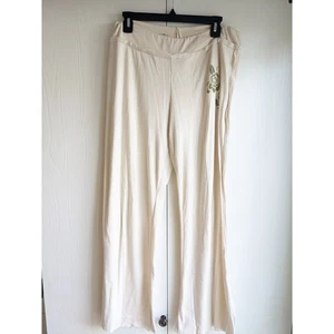 Sweet Juliet Women's Beige & Green Floral Wide Leg Loose Fit Lounge Pants Size L - Picture 1 of 6