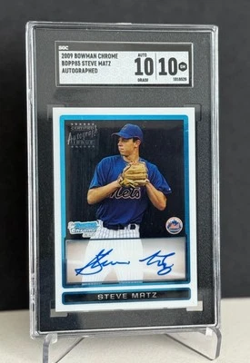 2009 Bowman Chrome Draft Picks Prospects #BDPP85 Steve Matz Rookie Auto SGC 10 - Image 1 of 2