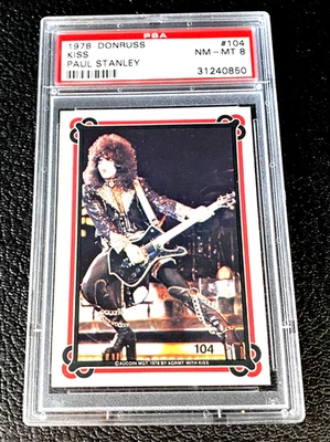 1978 Donruss Kiss PSA 8 #104 Paul Stanley Band Card Rock Music 70s 1970s Guitar - Image 1 of 2