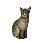 Vintage Toy Works Cat Shaped Decorative Pillow With Detailed Tabby Design 7"