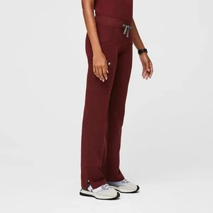FIGS Women’s FIONx Kade™ Cargo Scrub Pants Burgundy Large Tall LT Drawstring - Picture 1 of 16