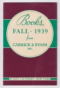 Vintage Carrick & Evans Inc. BOOK CATALOGUE booklet Fall 1939 New York City - Bild 1 von 2