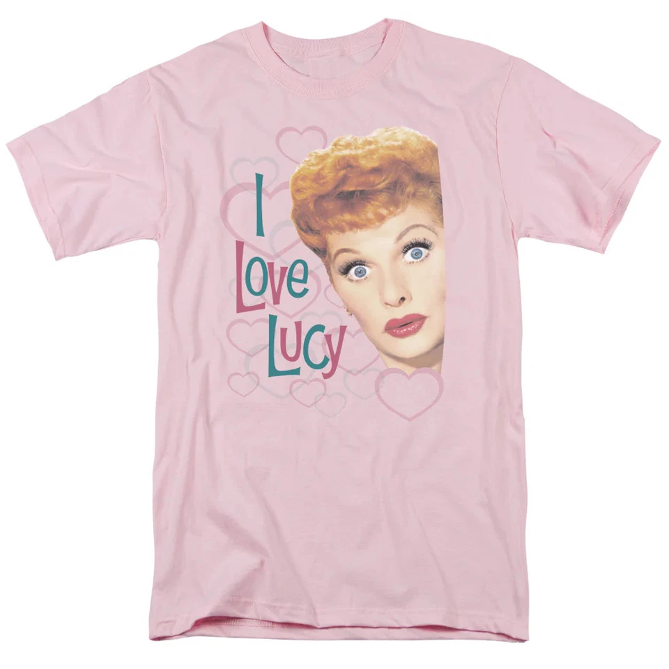 I Love Lucy Open Hearts Mens T Shirt Pink Officially Licensed - Image 1 of 1